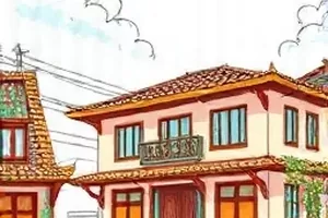 条漫《苔原上的信号塔》封面，极地苔原中亮着灯的金属信号塔